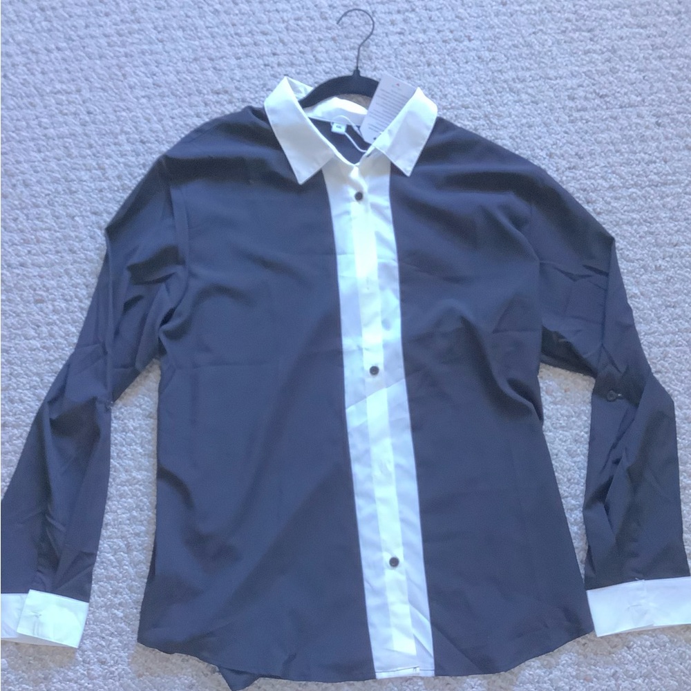 Women’s Black and White Button-Up Shirt